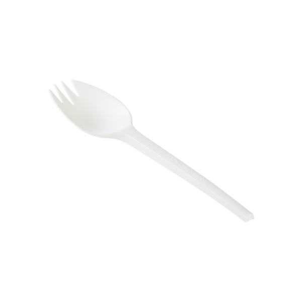 Karat Earth Medium-Heavy Weight CPLA Compostable Spork Wrapped, White — 750 pcs — product photo 5