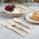 Karat Earth PFAS Free Bagasse Cutlery Kits (Knife, Fork, Soup Spoon, 2-ply Napkin), Paper Wrapped — 250 sets
