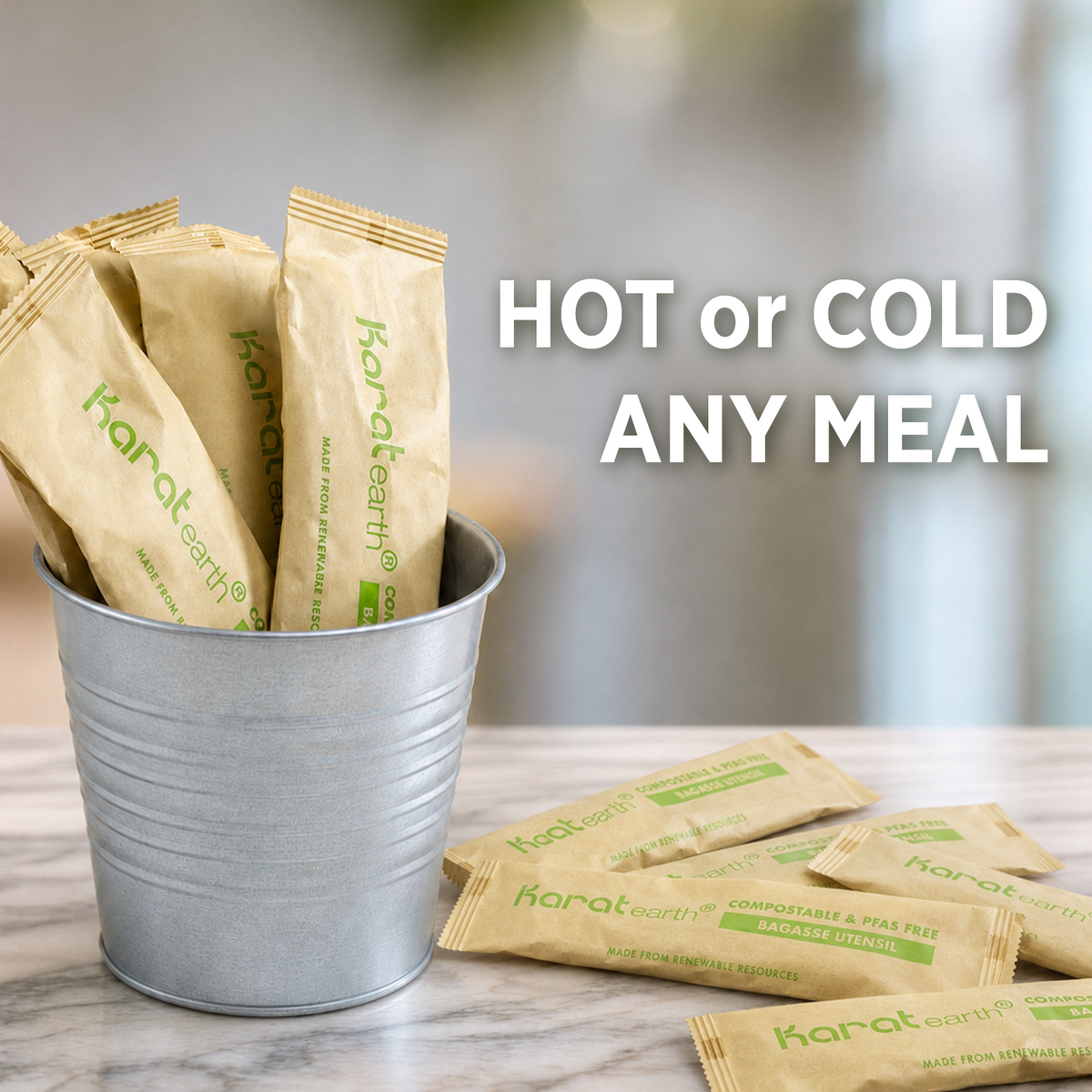 Karat Earth PFAS Free Bagasse Cutlery Kits (Knife, Fork, Soup Spoon, 2-ply Napkin), Paper Wrapped — 250 sets — product photo 10