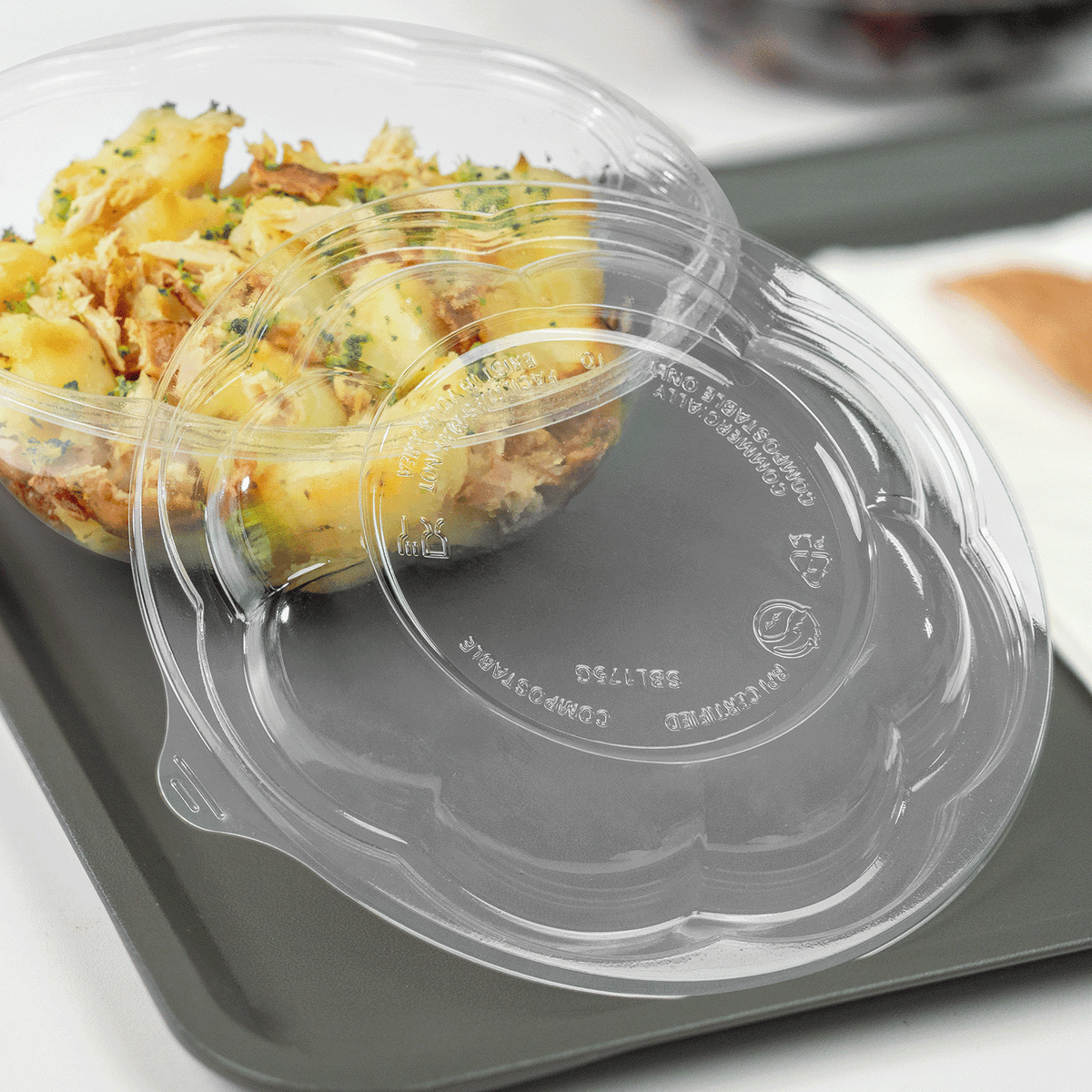 Karat Earth PLA Dome Lid for 18-48 oz. PLA Salad Container, Clear — 300pcs