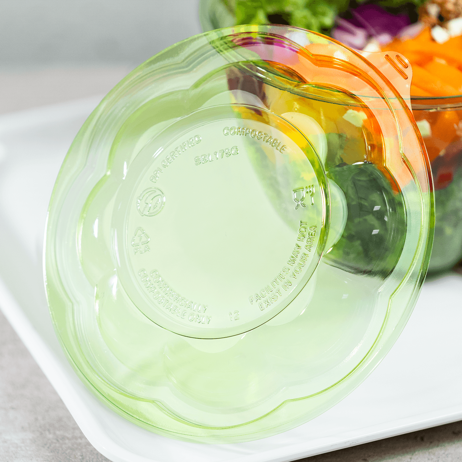 Karat Earth PLA Dome Lid for 18-48 oz. PLA Salad Container, Green — 300 pcs