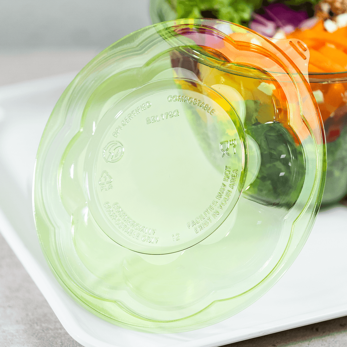 Karat Earth PLA Dome Lid for 18-48 oz. PLA Salad Container, Green — 300 pcs
