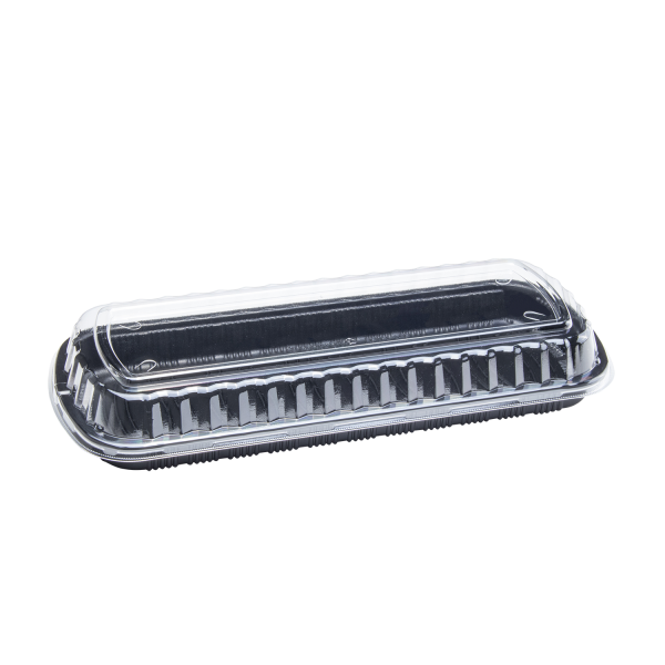 Karat Full Slab Black PP Plastic Rib Container with Clear PP lid — 100 ct — product photo 2