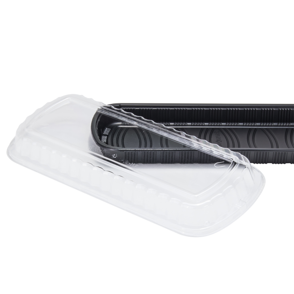 Karat Full Slab Black PP Plastic Rib Container with Clear PP lid — 100 ct — product photo 3