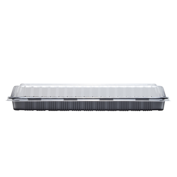 Karat Full Slab Black PP Plastic Rib Container with Clear PP lid — 100 ct — product photo 6