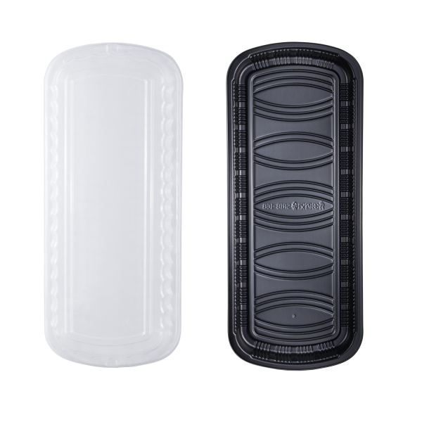 Karat Full Slab Black PP Plastic Rib Container with Clear PP lid — 100 ct — product photo 8