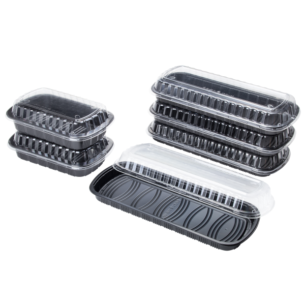 Karat Full Slab Black PP Plastic Rib Container with Clear PP lid — 100 ct — product photo 9