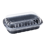 Karat Half Slab Black PP Plastic Rib Container with Clear PP lid — 100 ct — product photo 3