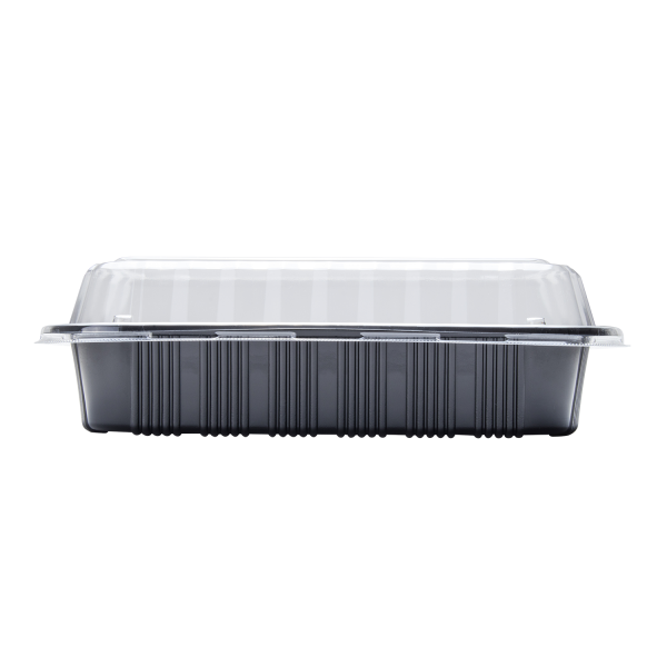 Karat Half Slab Black PP Plastic Rib Container with Clear PP lid — 100 ct — product photo 5