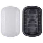 Karat Half Slab Black PP Plastic Rib Container with Clear PP lid — 100 ct — product photo 6
