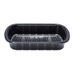 Karat Half Slab Black PP Plastic Rib Container with Clear PP lid — 100 ct — product photo 7