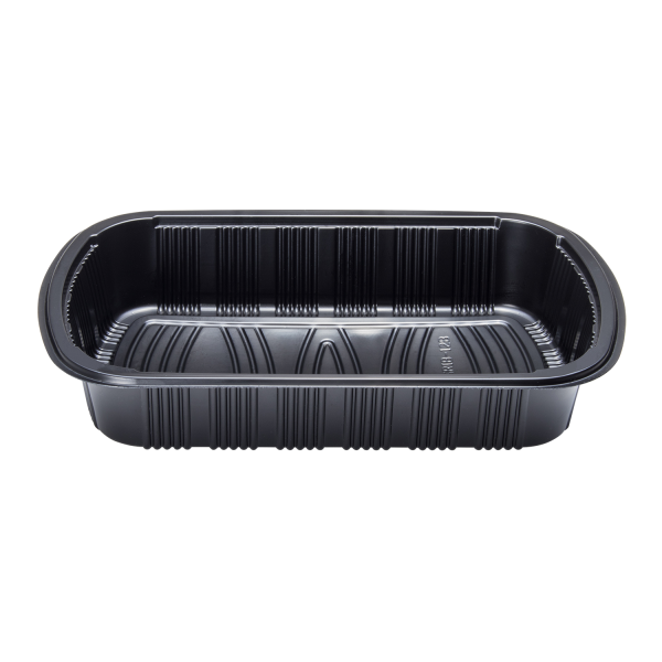 Karat Half Slab Black PP Plastic Rib Container with Clear PP lid — 100 ct — product photo 7