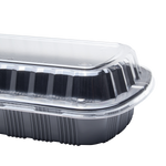 Karat Half Slab Black PP Plastic Rib Container with Clear PP lid — 100 ct — product photo 8