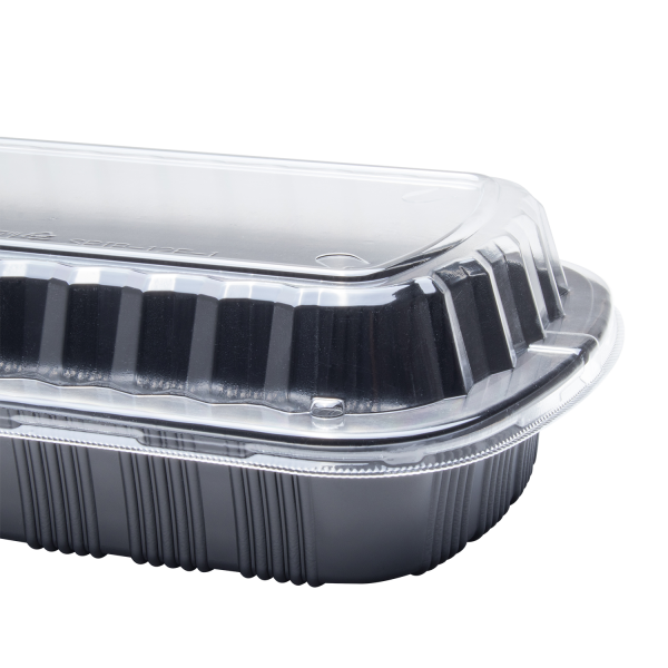Karat Half Slab Black PP Plastic Rib Container with Clear PP lid — 100 ct — product photo 8