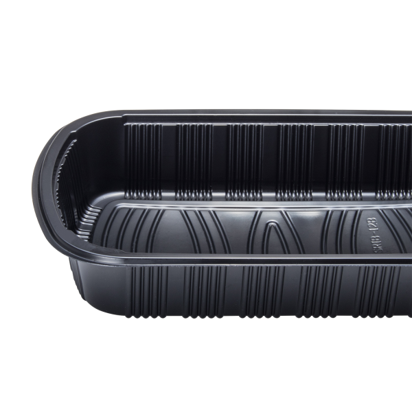 Karat Half Slab Black PP Plastic Rib Container with Clear PP lid — 100 ct — product photo 9