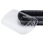 Karat Half Slab Black PP Plastic Rib Container with Clear PP lid — 100 ct — product photo 10