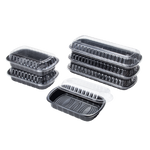 Karat Half Slab Black PP Plastic Rib Container with Clear PP lid — 100 ct — product photo 11