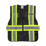 Karat High Visibility Reflective Safety Vest with Zipper Fastening (Black), Large — 1 pc