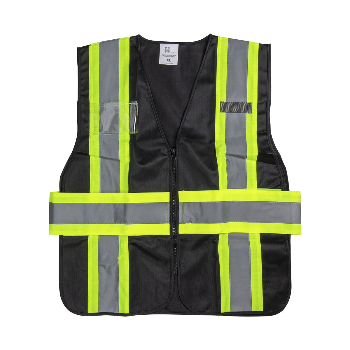 Karat High Visibility Reflective Safety Vest with Zipper Fastening (Black), X-Large — 1 pc