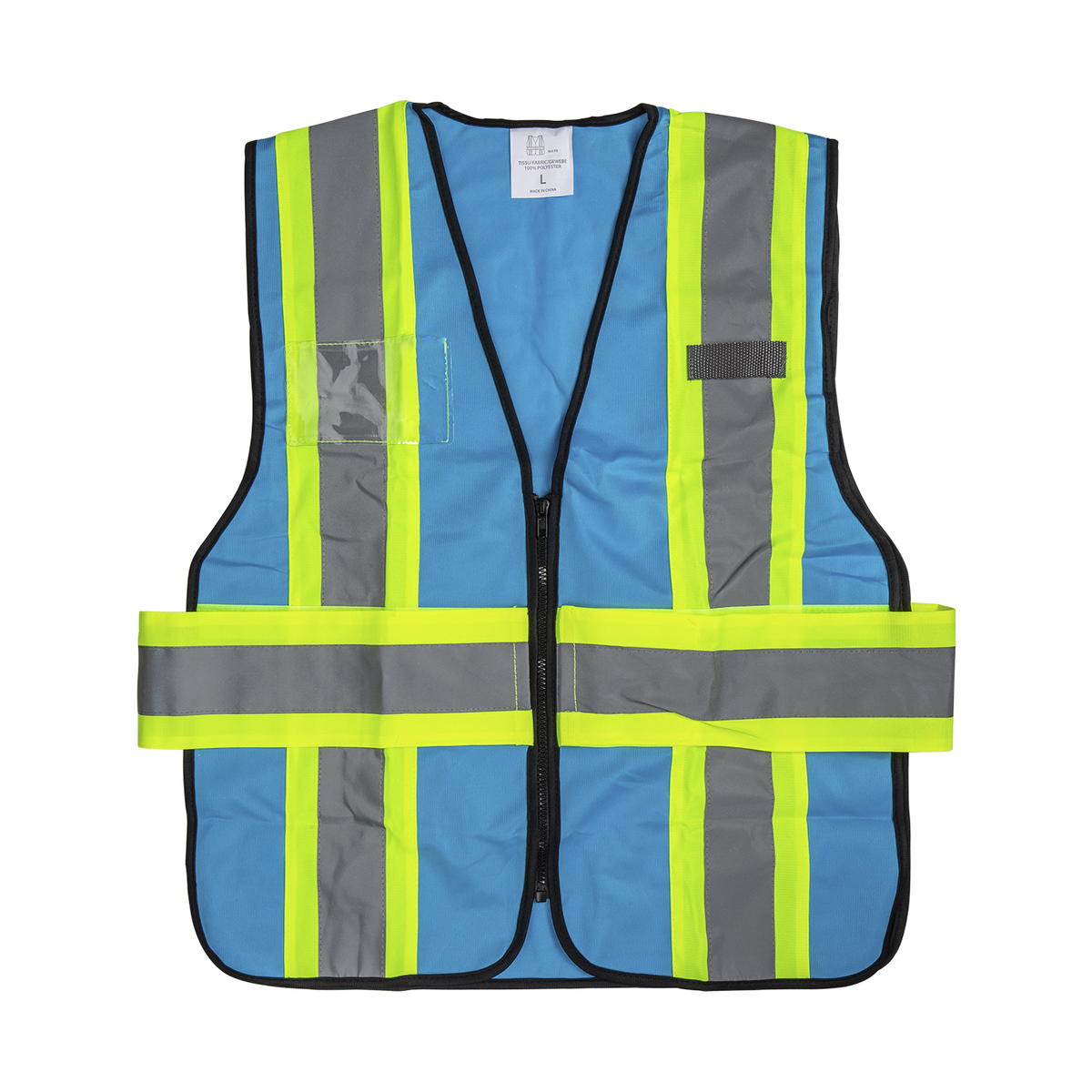 Karat High Visibility Reflective Safety Vest with Zipper Fastening (Blue), Large — 1 pc