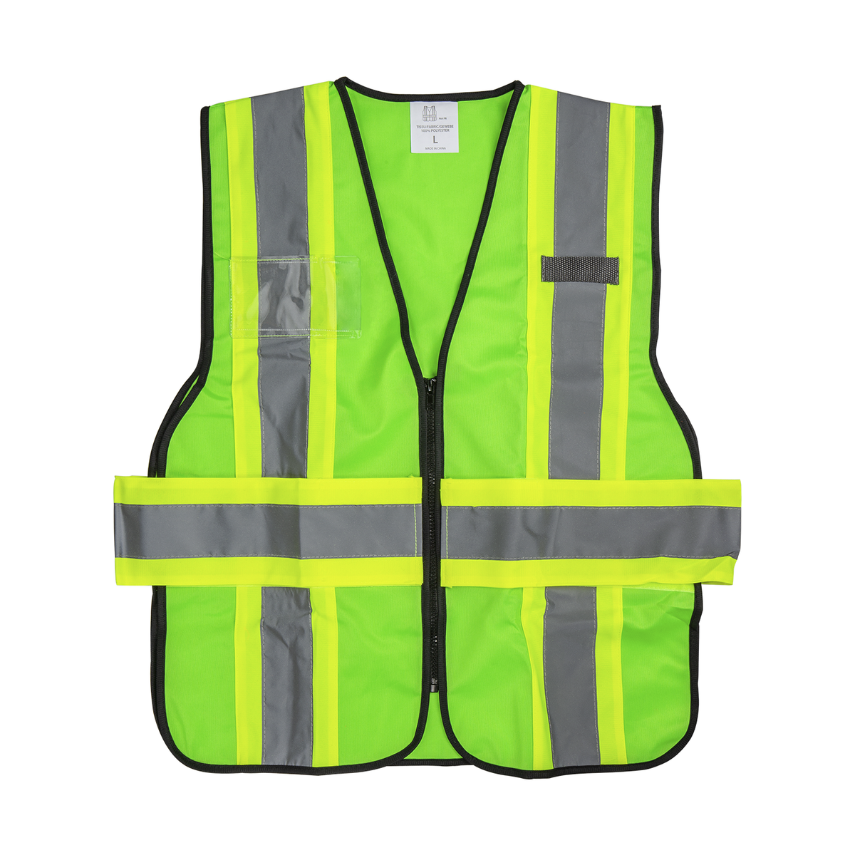 Karat High Visibility Reflective Safety Vest with Zipper Fastening (Green), Large — 1 pc