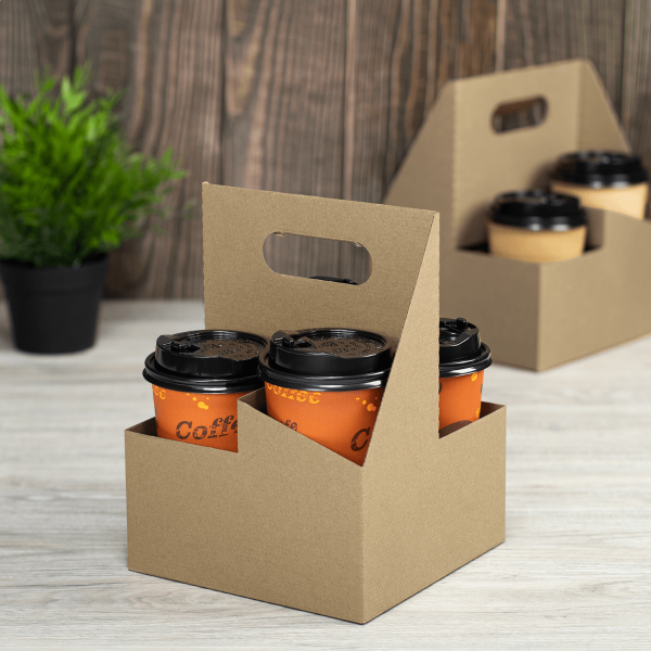 Karat Kraft Drink Carrier with Handle, for 4 Cups (12-32 oz), Paperboard — 200 ct