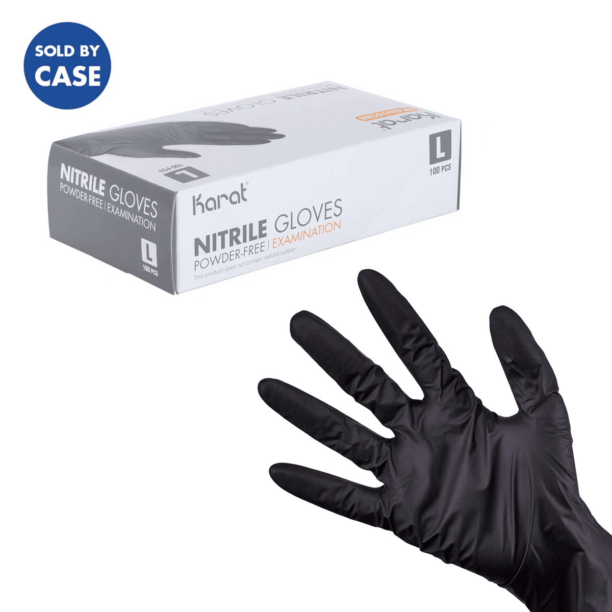 Karat Nitrile Gloves, Latex-Free, Powder-Free, Black, Large — 1,000 ct