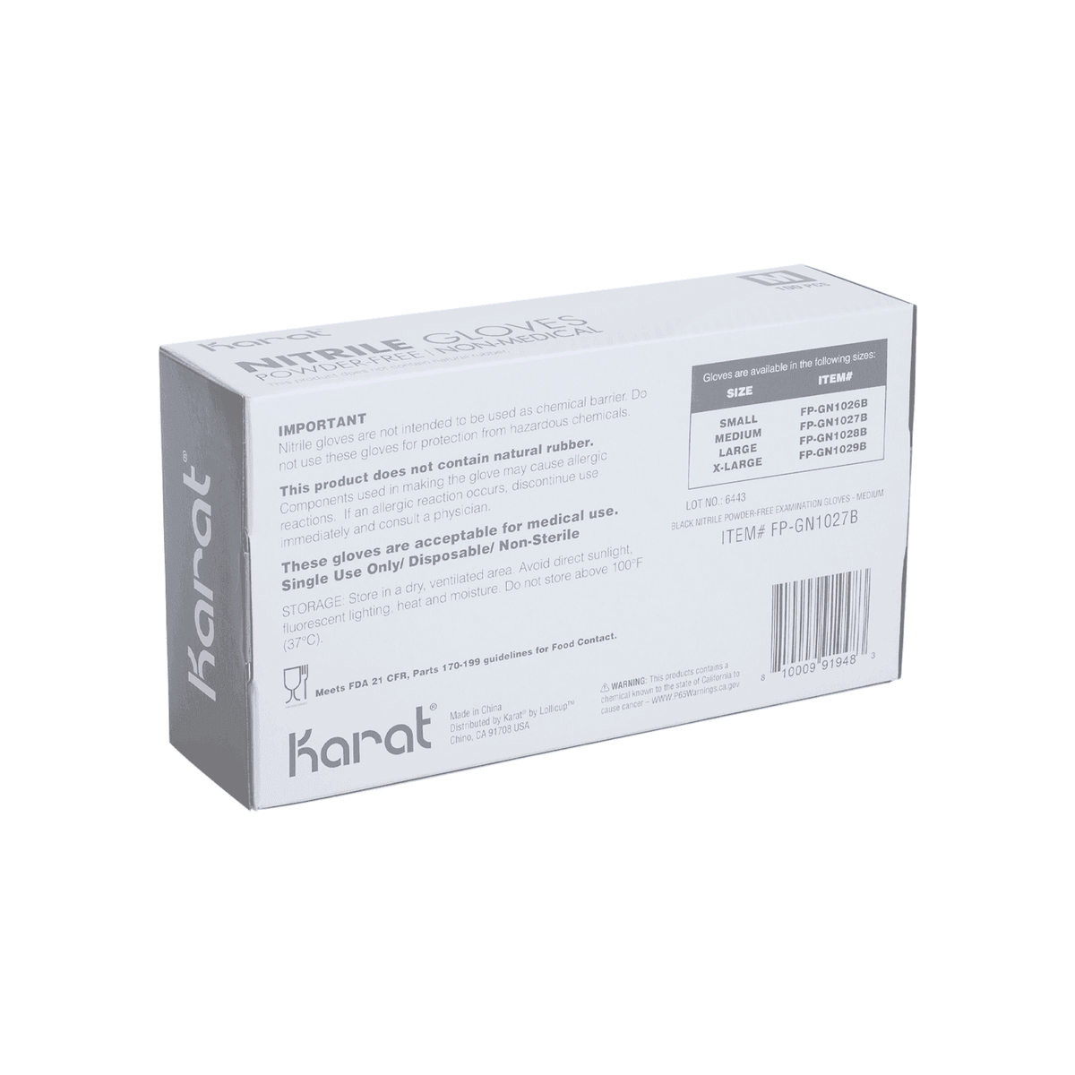Karat Nitrile Gloves, Latex-Free, Powder-Free, Black, Medium — 1,000 ct — product photo 6