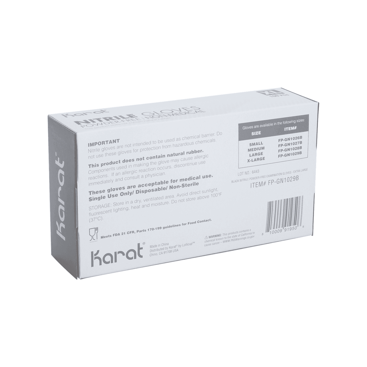 Karat Nitrile Gloves, Latex-Free, Powder-Free, Black, X-Large — 1,000 ct — product photo 7