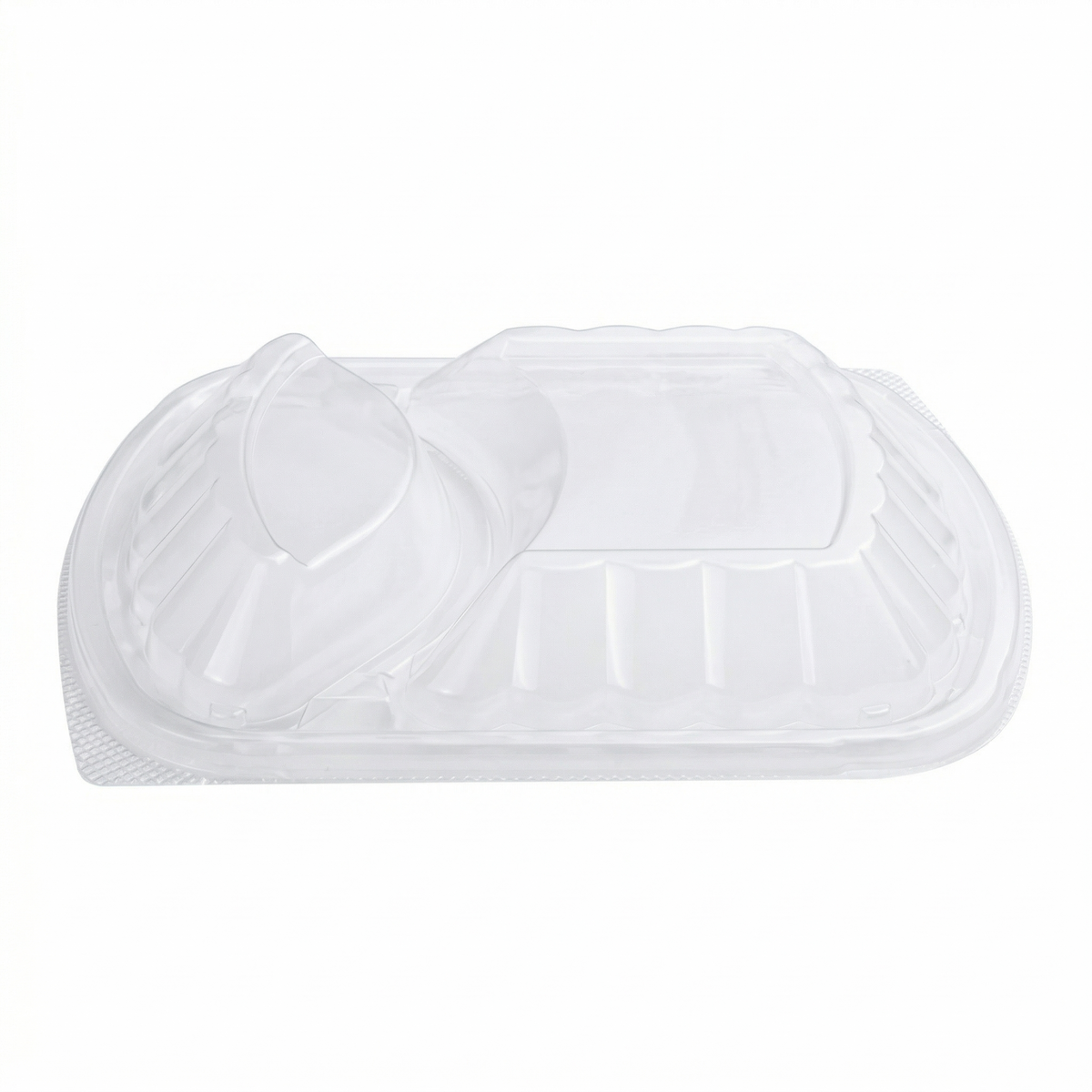 Karat OPS Lid for 36 oz Microwaveable Take-Out Box, 2-Compartment, Clear — 300 ct — product photo 2