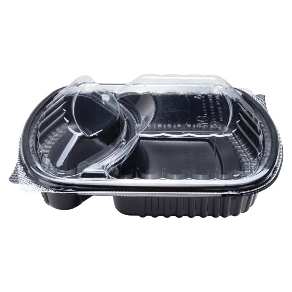 Karat OPS Lid for 36 oz Microwaveable Take-Out Box, 2-Compartment, Clear — 300 ct — product photo 6