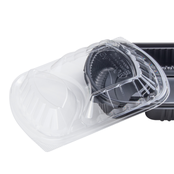Karat OPS Lid for 36 oz Microwaveable Take-Out Box, 2-Compartment, Clear — 300 ct — product photo 8