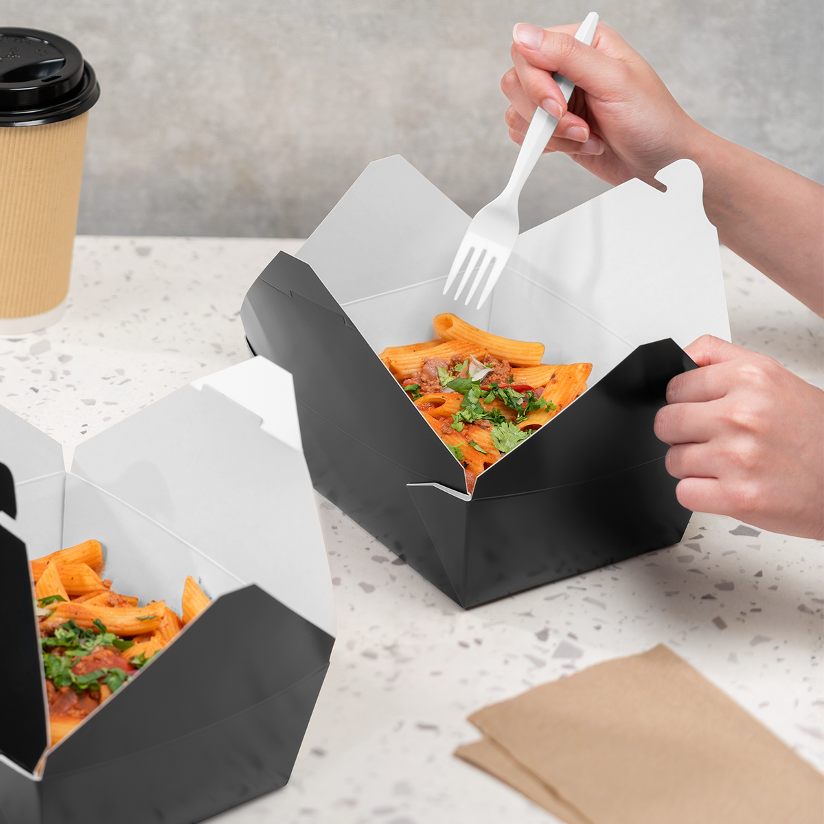 Karat Paper Fold To-Go Containers, 48 fl oz, Black — 300 ct — product photo 4
