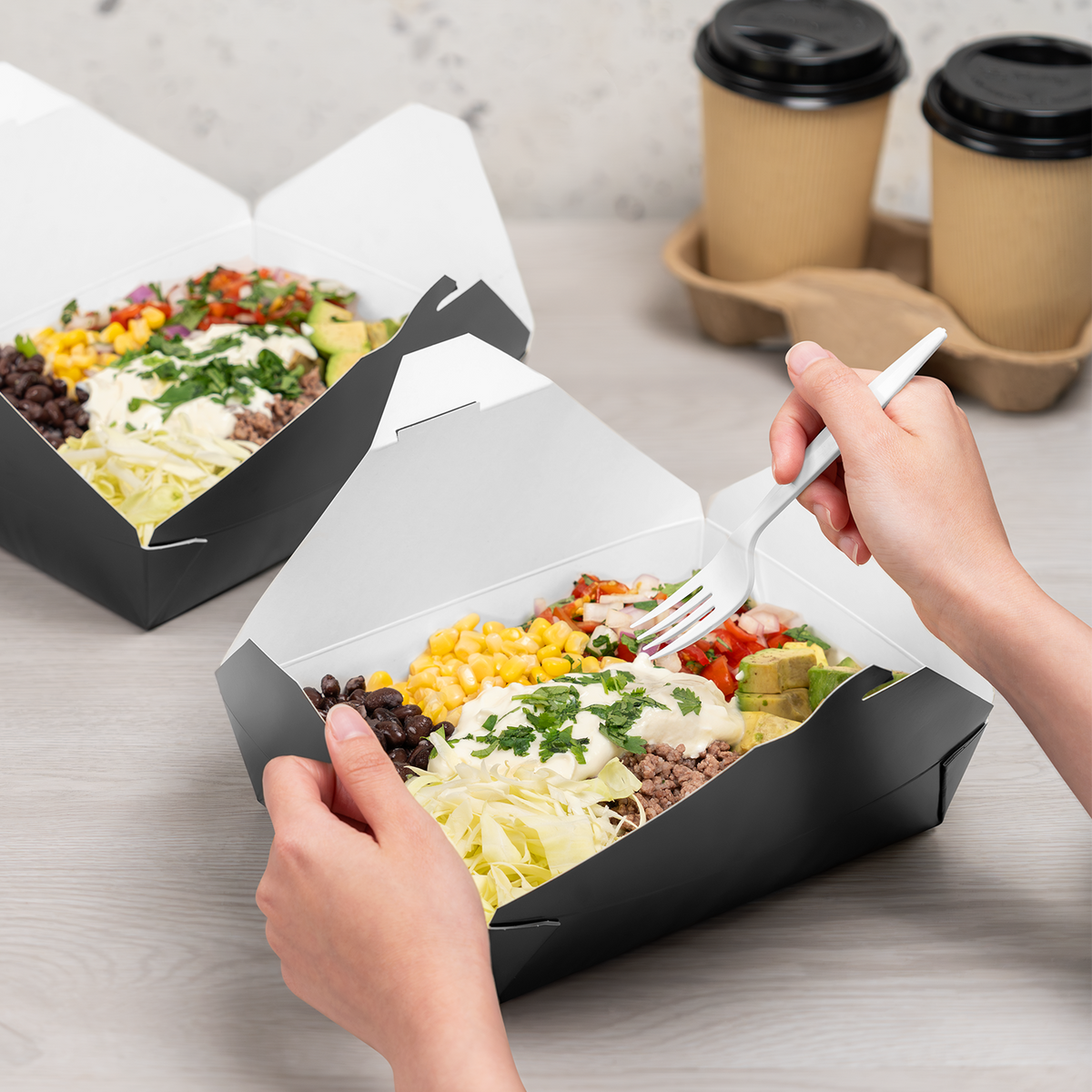 Karat Paper Fold To-Go Containers, 54 fl oz, Black — 200 ct — product photo 4