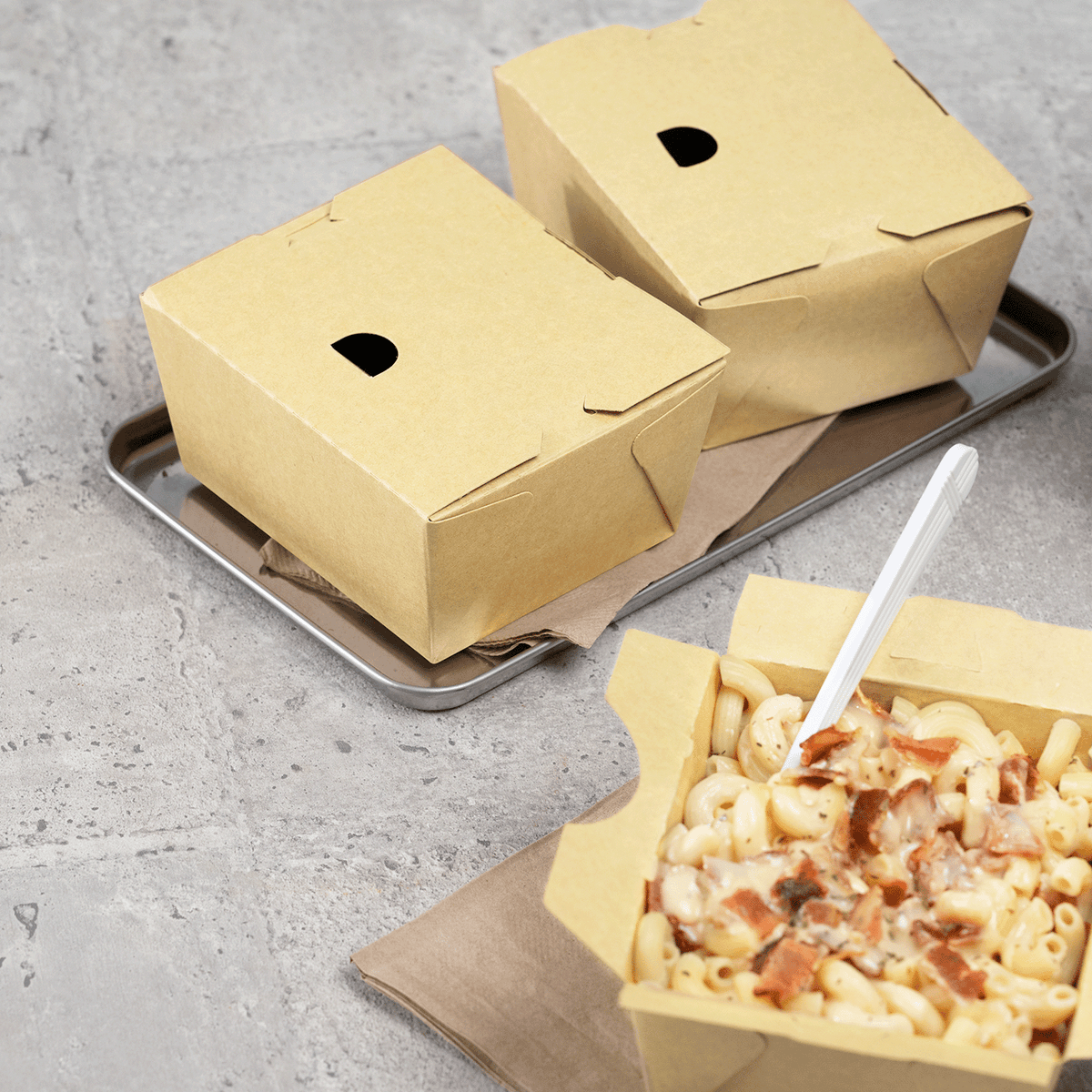 Karat Paper Folding Take-Out Container, Vented Holes, 27 fl. oz, Kraft — 200 ct — product photo 3