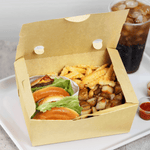 Karat Paper Folding Take-Out Container, Vented Holes, 74 fl. oz, Kraft — 160 ct — product photo 3