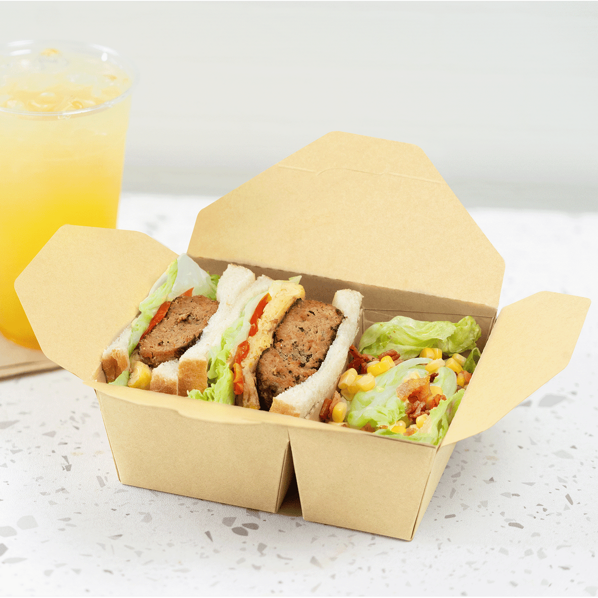 Karat Paper Take-Out Boxes, 2-Compartment, 48 fl. oz, Kraft — 200 ct