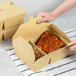 Karat Paper Take-Out Boxes, 2-Compartment, 76 fl. oz, Kraft — 200 ct — product photo 3