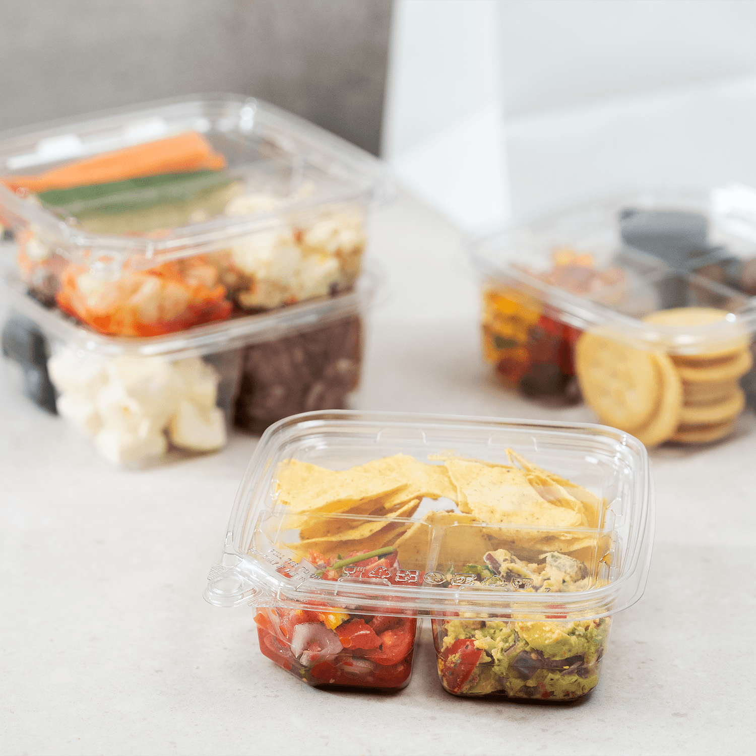 Karat PET Flat Lid for Tamper Resistant Square Container — 300 ct