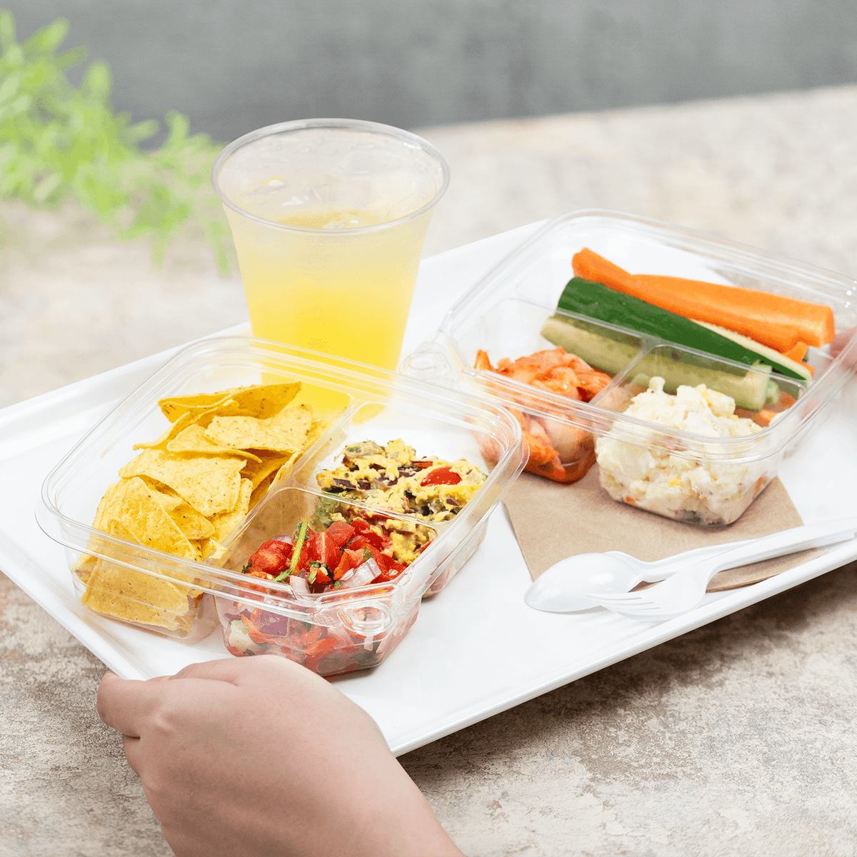 Karat PET Tamper Resistant Grab N' Go Container, 3-Compartment — 300 ct — product photo 4