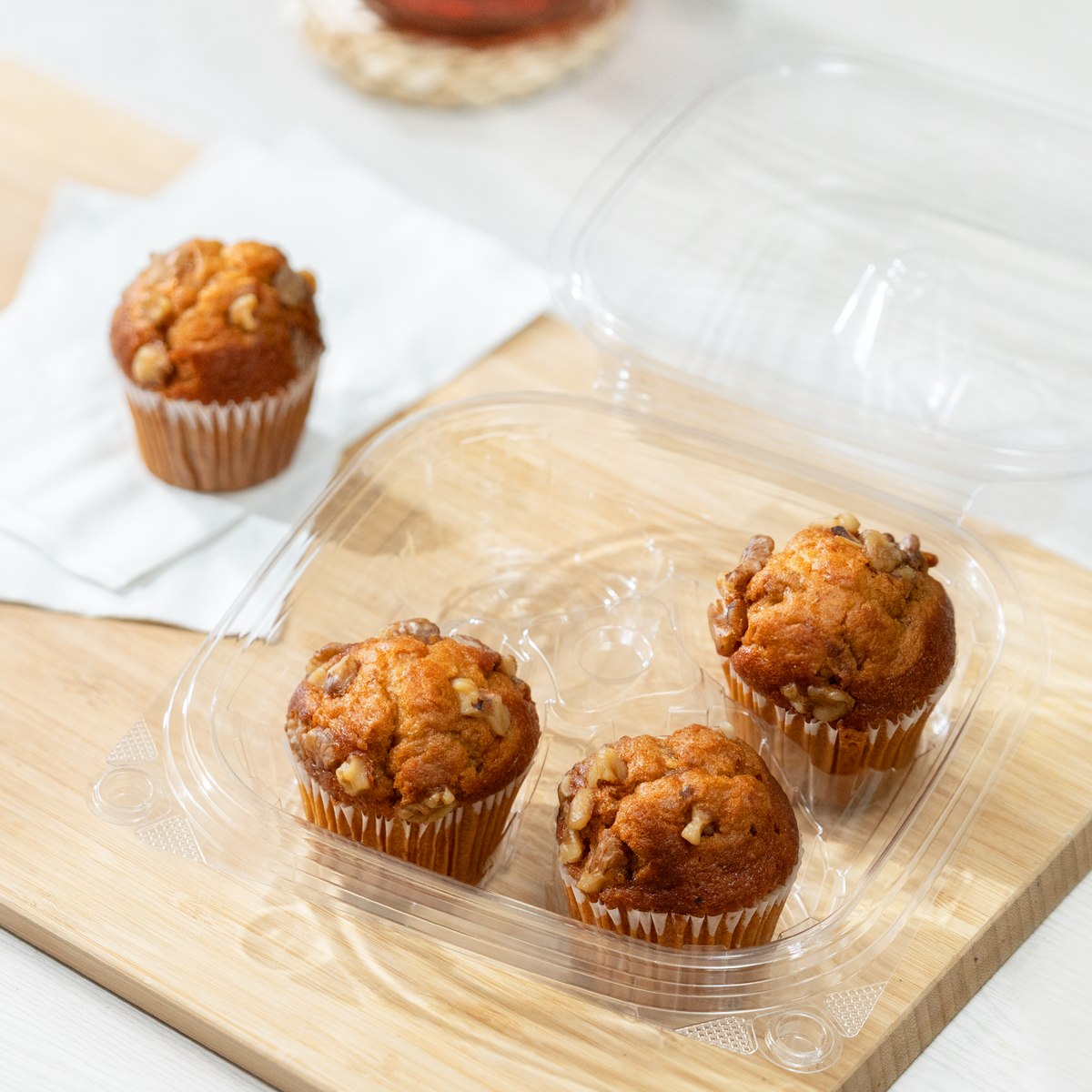 Karat PET Tamper Resistant Muffin Container, 4-Compartment — 150 ct — product photo 3