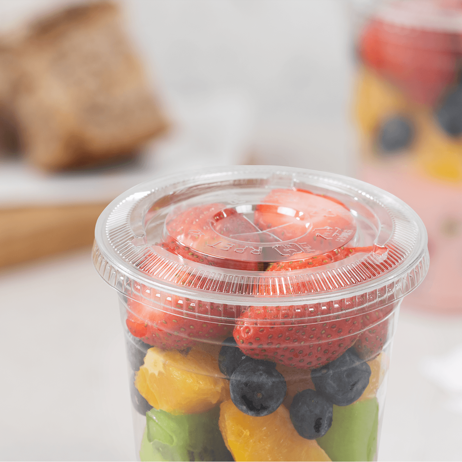 Karat Plastic Cup Flat Lids, 98 mm, RPET, Clear — 1,000 ct