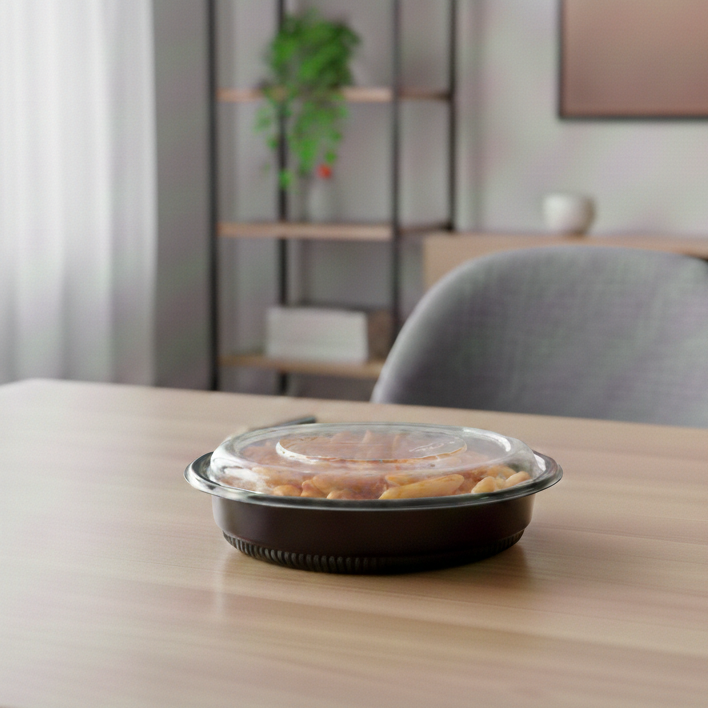 Karat PP Lid for 32 & 48 oz PP Round Microwaveable Container, Translucent — 150 ct