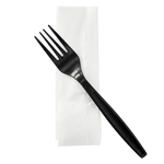 Karat PP Plastic Heavy Weight Cutlery Kits (Fork, 1-ply Napkin), Black — 500 sets — product photo 2