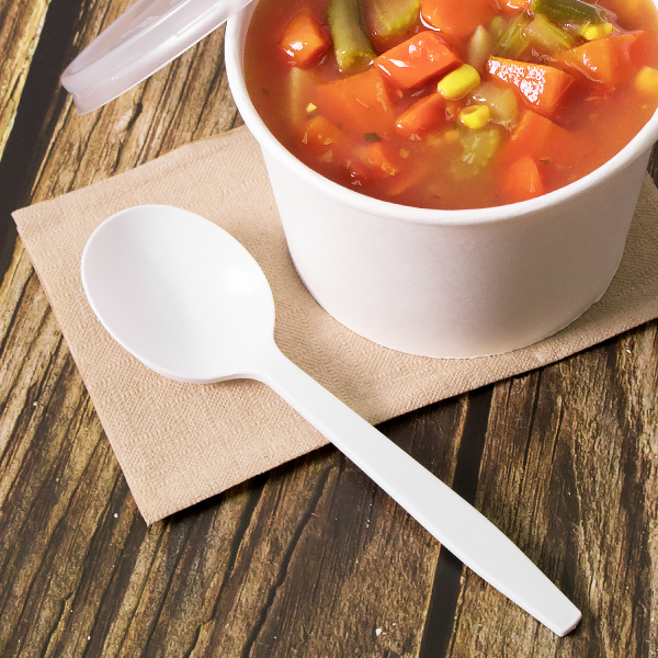 Karat PP Plastic Premium Extra Heavy Soup Spoon, White — 1,000 ct