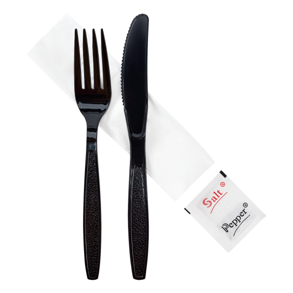 Karat PS Heavy-Weight Cutlery Kits (Knife, Fork, 1-ply Napkin, Salt, Pepper) — 250 sets — product photo 2