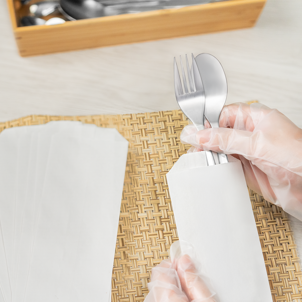 Karat Silverware Bag, White — 2,000 ct — product photo 4
