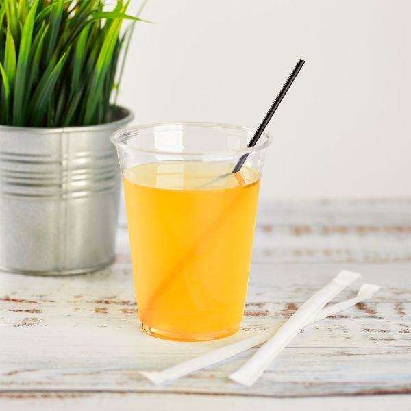 Karat Stir Straws, Individually Wrapped, Black, PP (7.5") — 5,000 ct