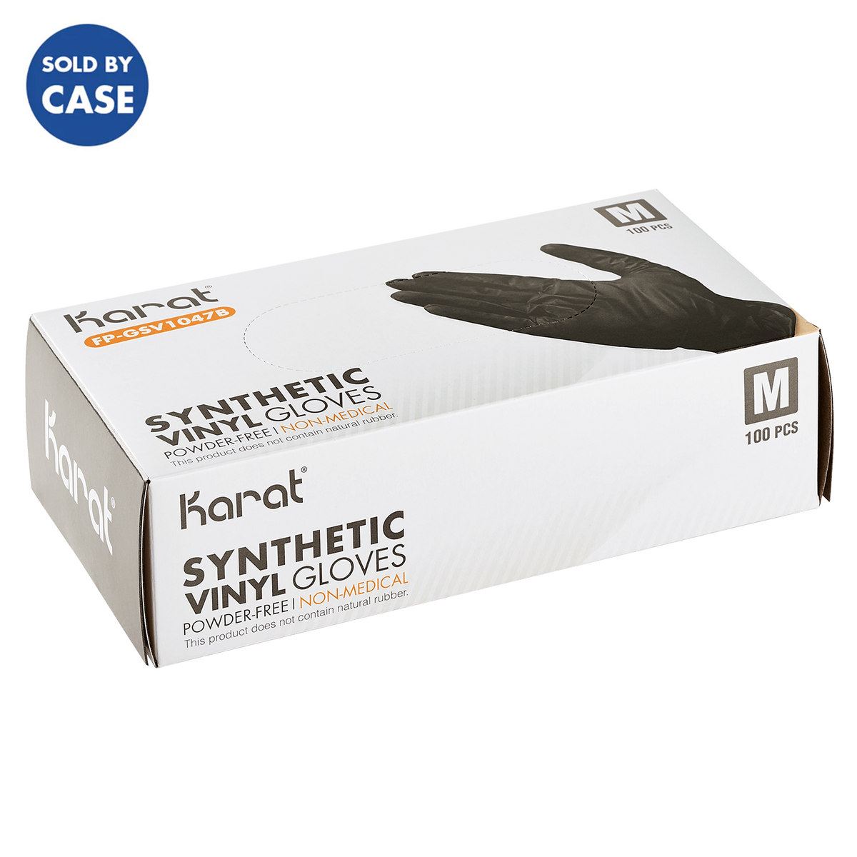 Karat Synthetic Vinyl Gloves, Latex-Free, Powder-Free, Black, Medium — 1,000 ct
