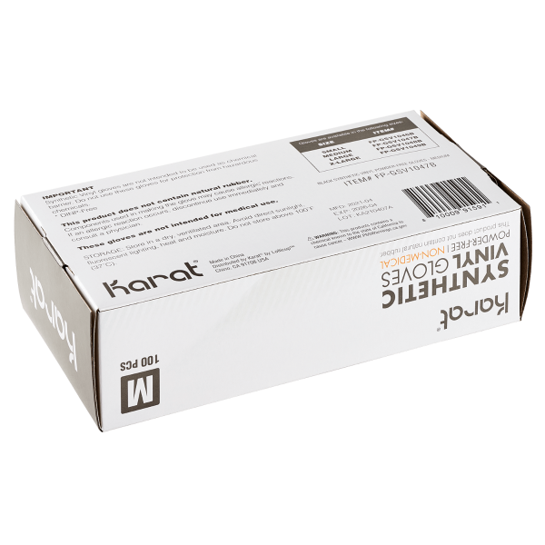 Karat Synthetic Vinyl Gloves, Latex-Free, Powder-Free, Black, Medium — 1,000 ct — product photo 4